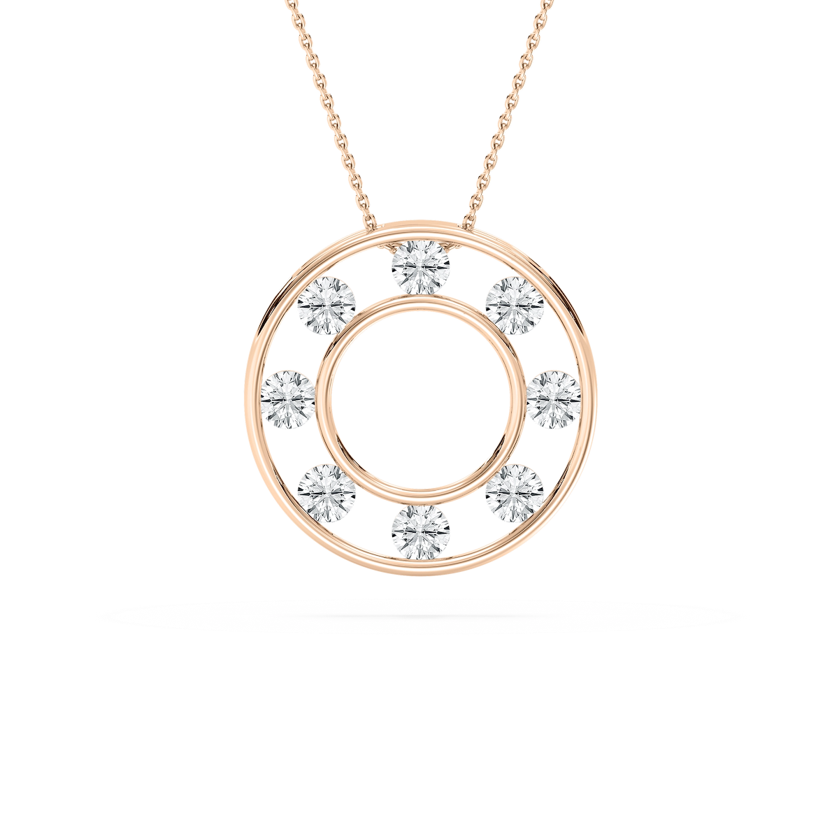 2 ctw Princess Lab Grown Diamond Double Circle Pendant - 18 Inches