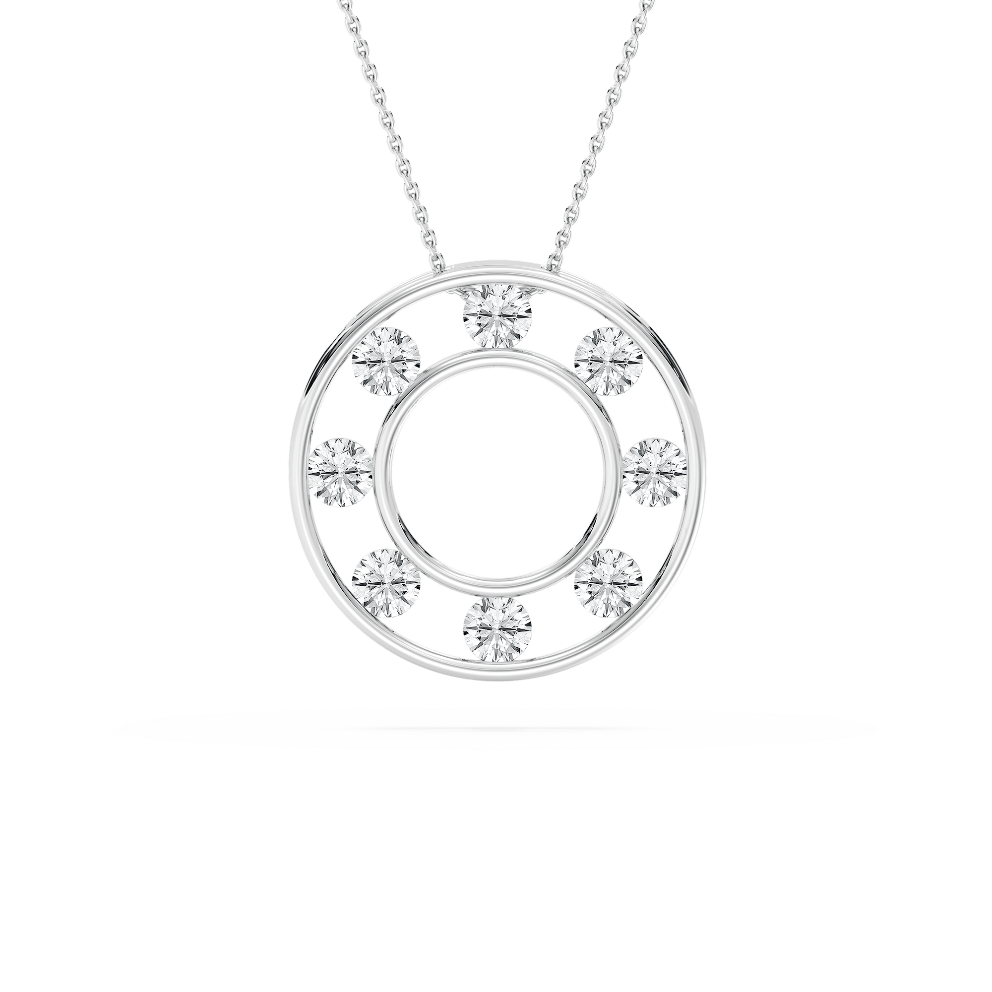 2 ctw Princess Lab Grown Diamond Double Circle Pendant - 18 Inches