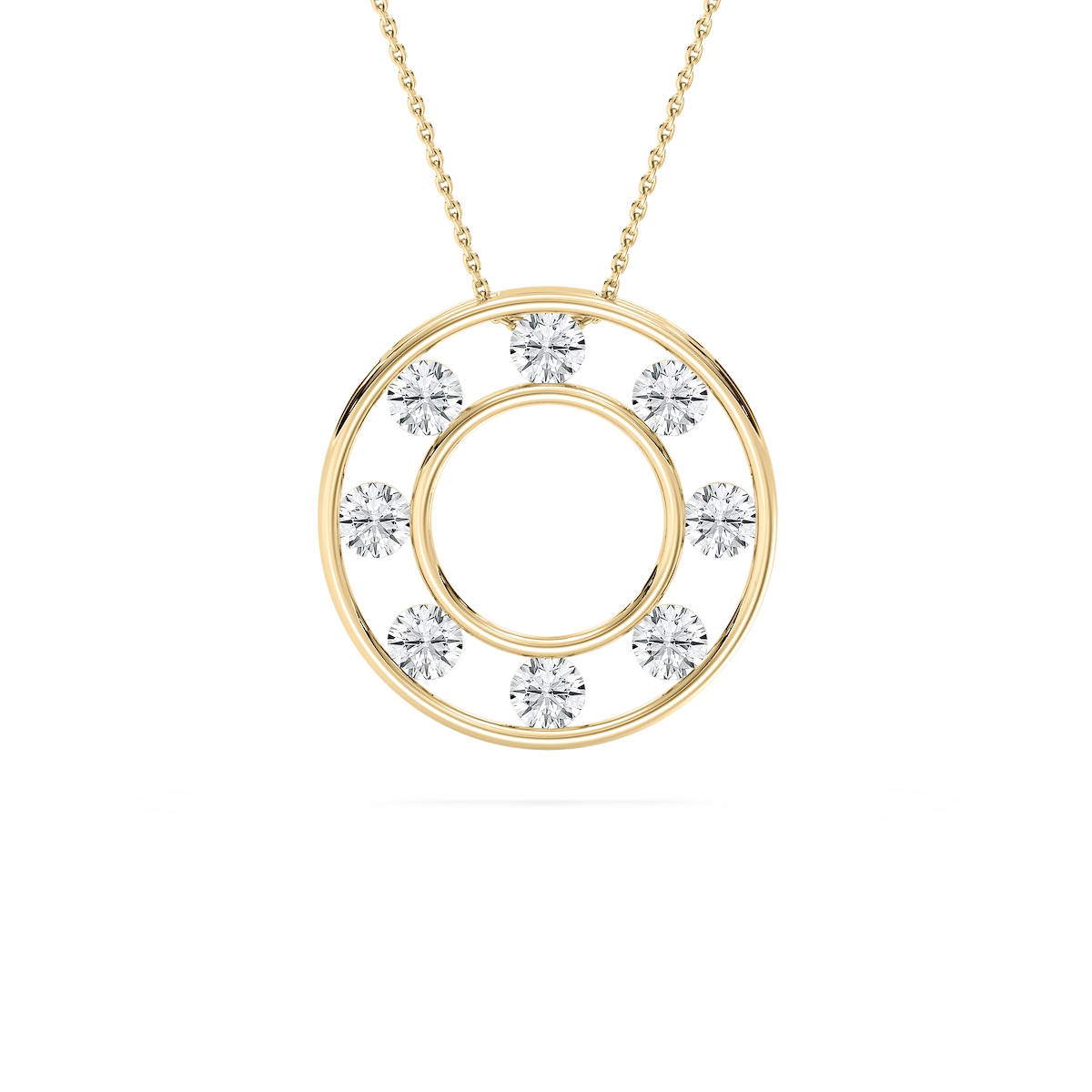 2 ctw Princess Lab Grown Diamond Double Circle Pendant - 18 Inches