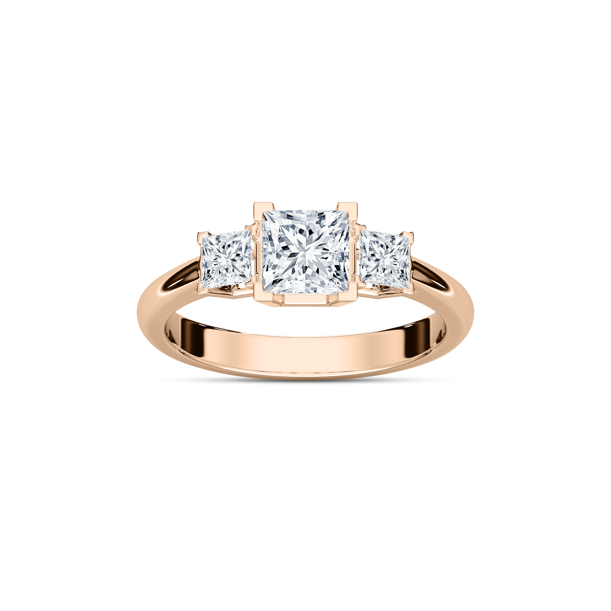 Classic Princess Three Stone Ring