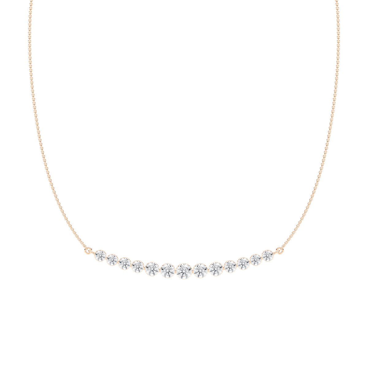 Curved Diamond Bar Necklace