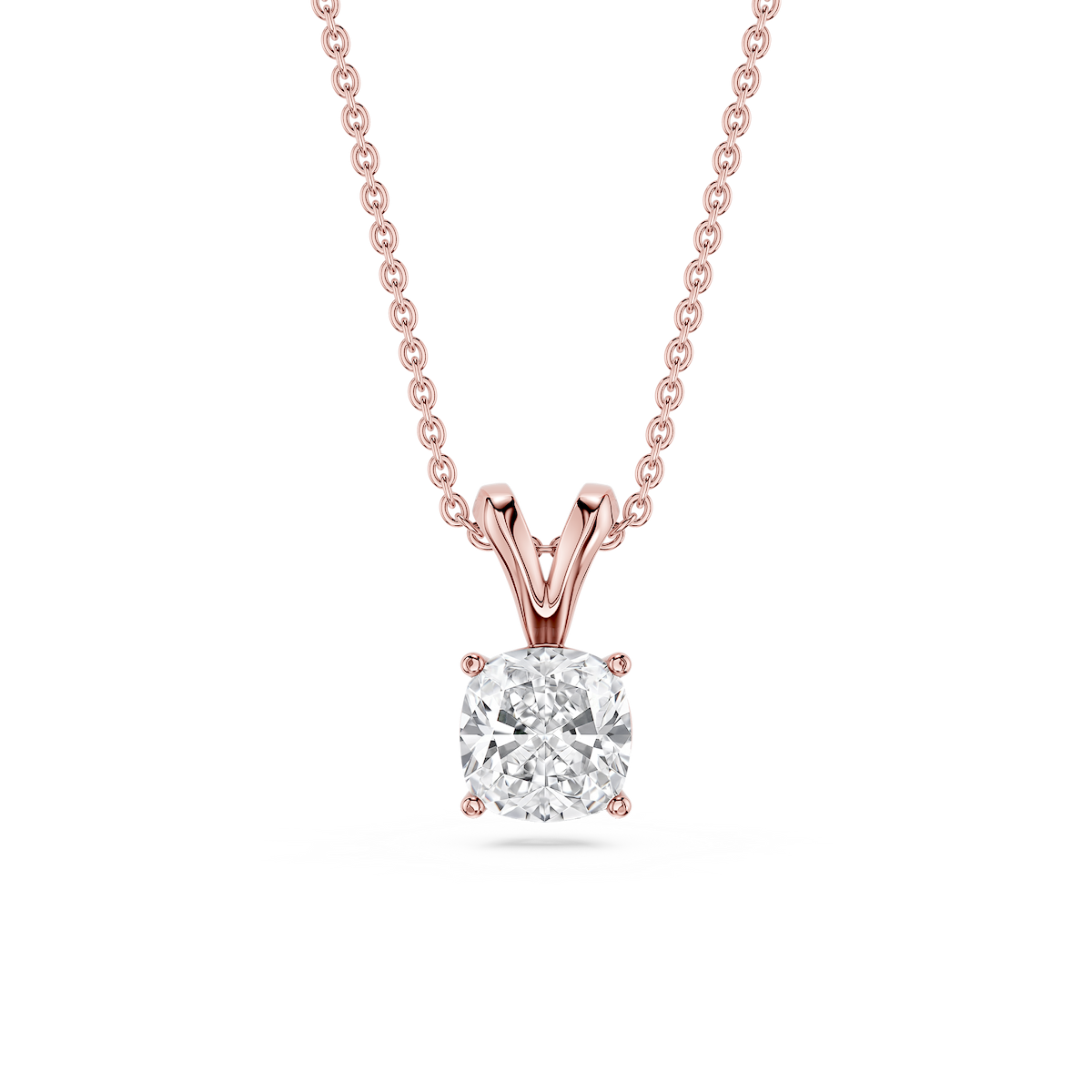Cushion Lab Grown Diamond Double Bail Pendant - 16 to 18 Inches