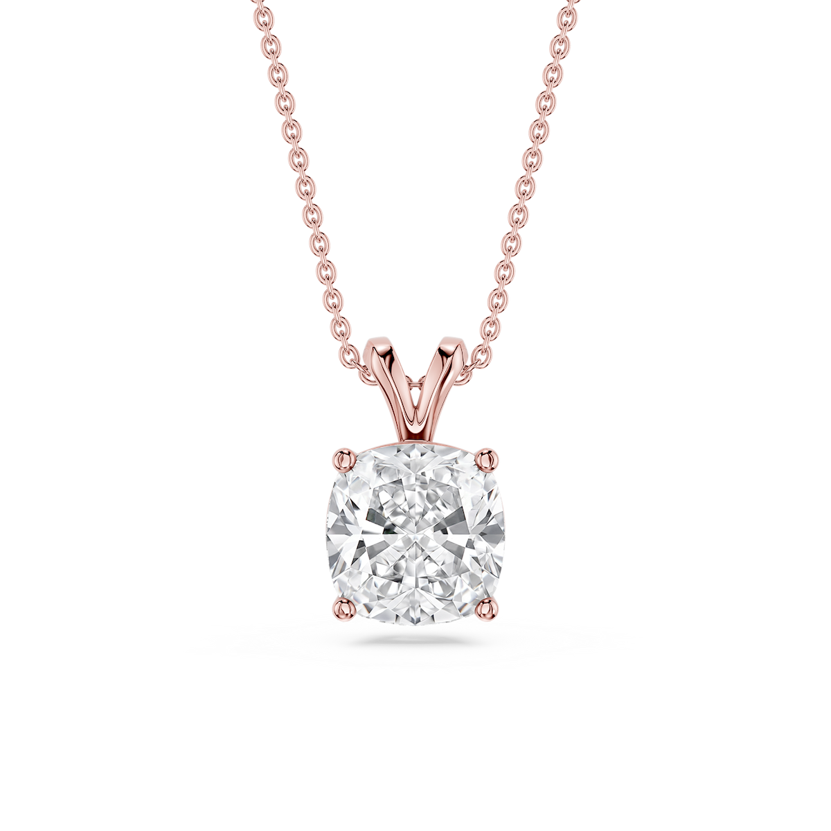 Cushion Lab Grown Diamond Double Bail Pendant - 16 to 18 Inches