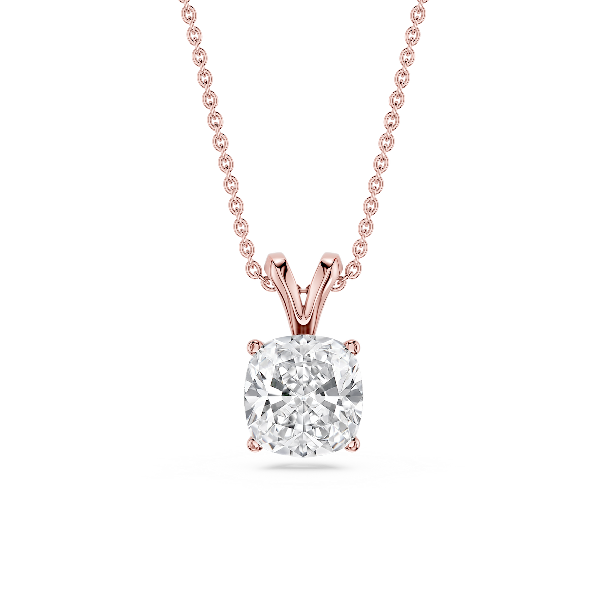 Cushion Lab Grown Diamond Double Bail Pendant - 16 to 18 Inches