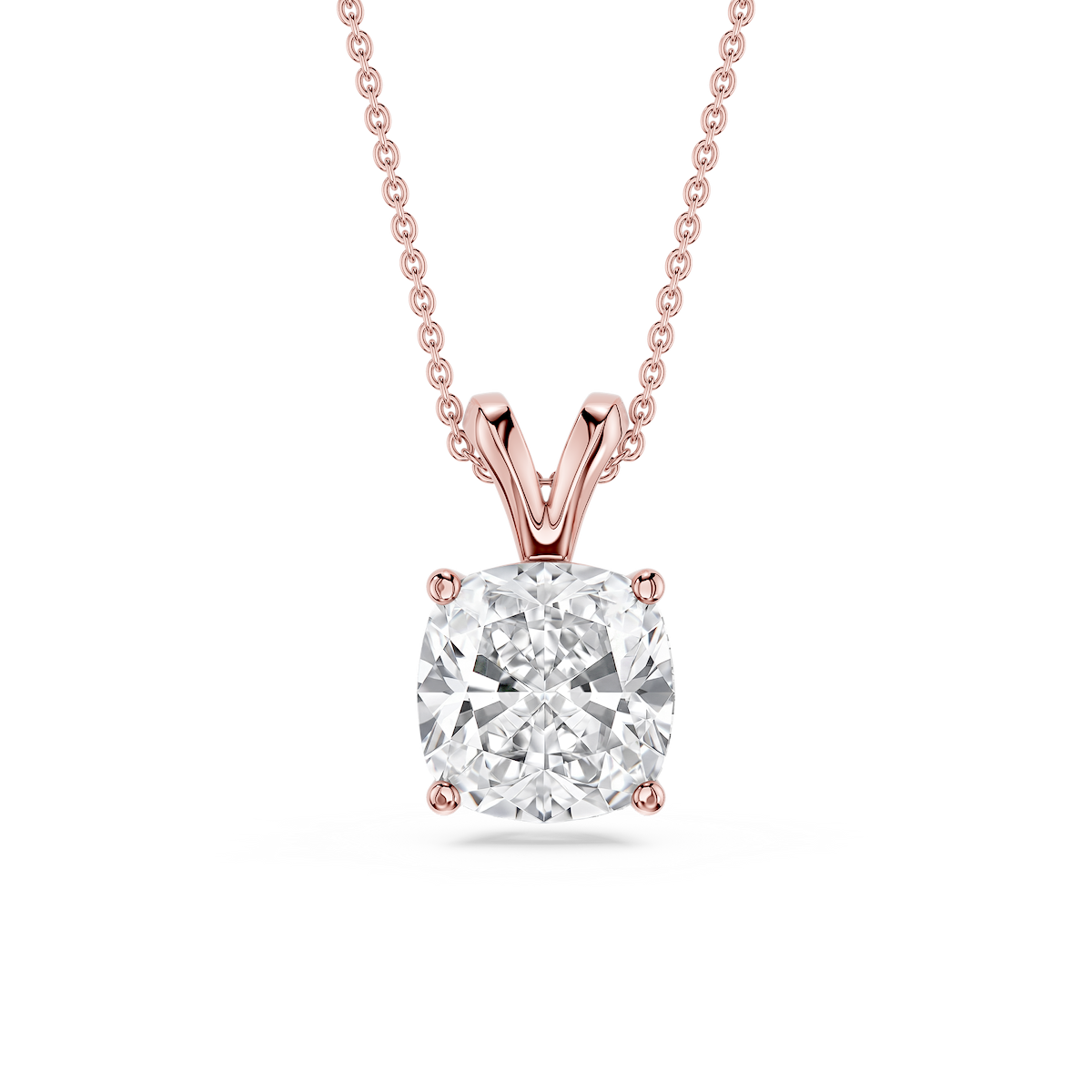 Cushion Lab Grown Diamond Double Bail Pendant - 16 to 18 Inches