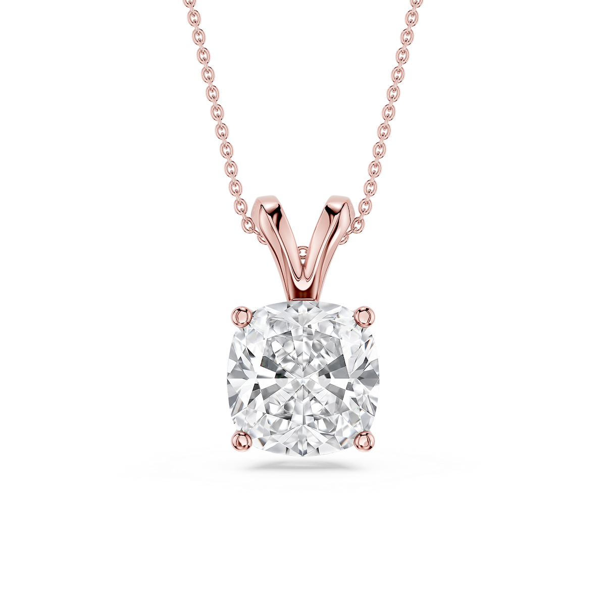 Cushion Lab Grown Diamond Double Bail Pendant - 16 to 18 Inches