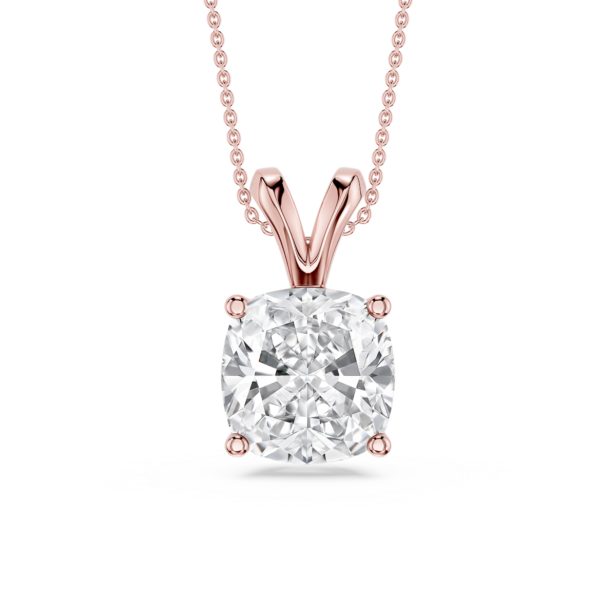 Cushion Lab Grown Diamond Double Bail Pendant - 16 to 18 Inches