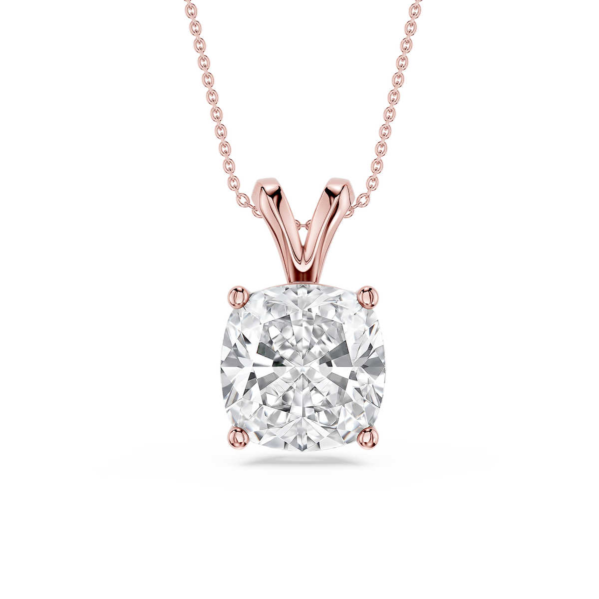 Cushion Lab Grown Diamond Double Bail Pendant - 16 to 18 Inches