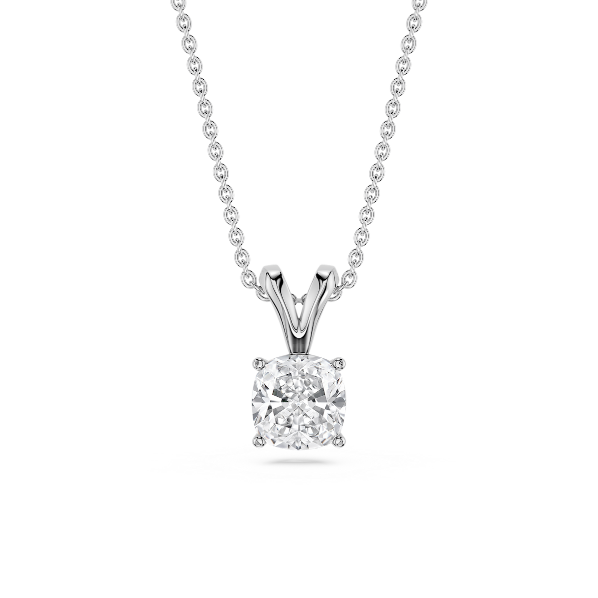 Cushion Lab Grown Diamond Double Bail Pendant - 16 to 18 Inches