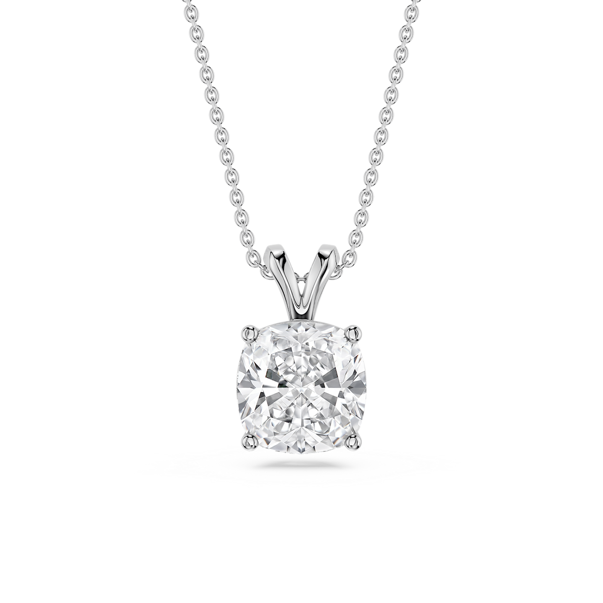 Cushion Lab Grown Diamond Double Bail Pendant - 16 to 18 Inches