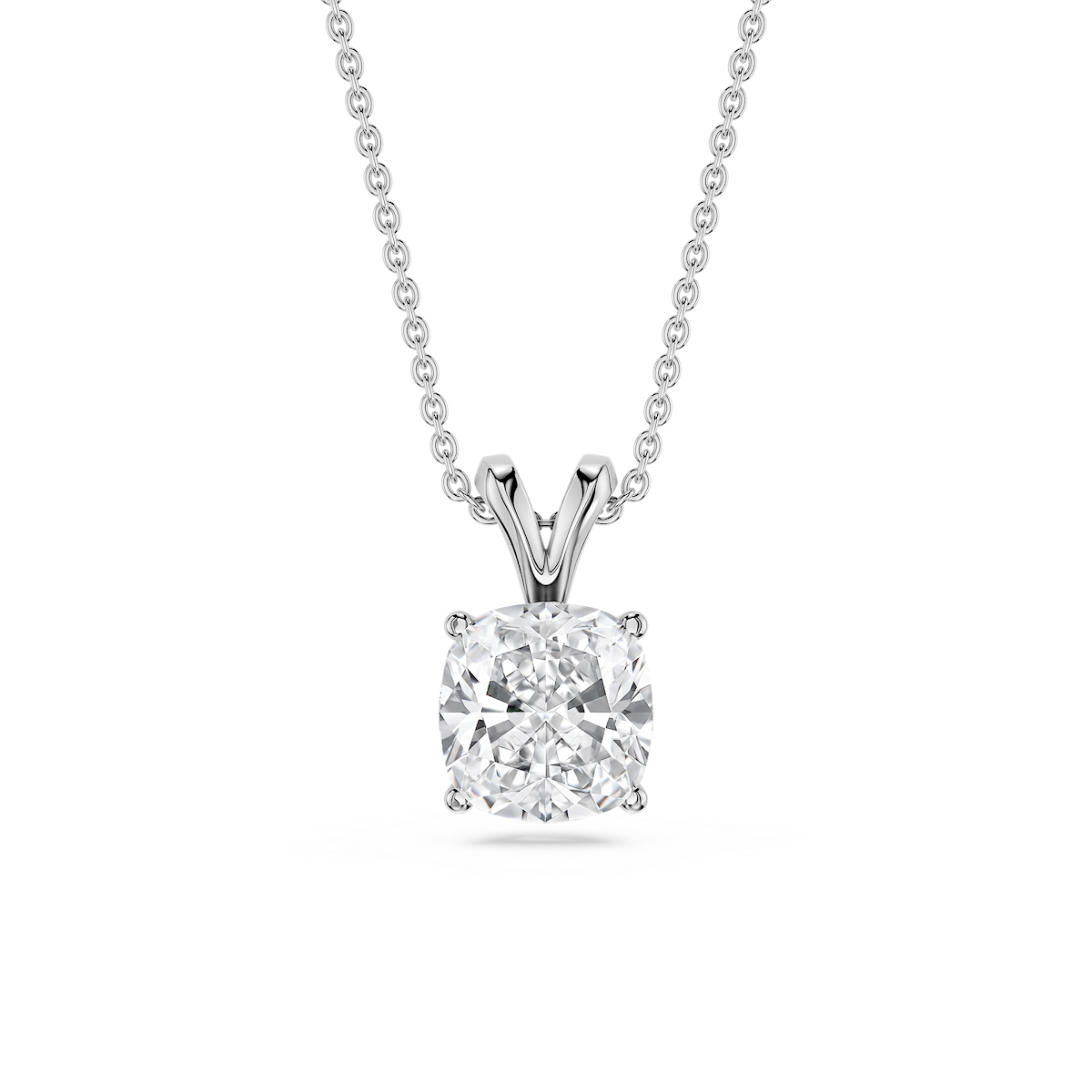 Cushion Lab Grown Diamond Double Bail Pendant - 16 to 18 Inches