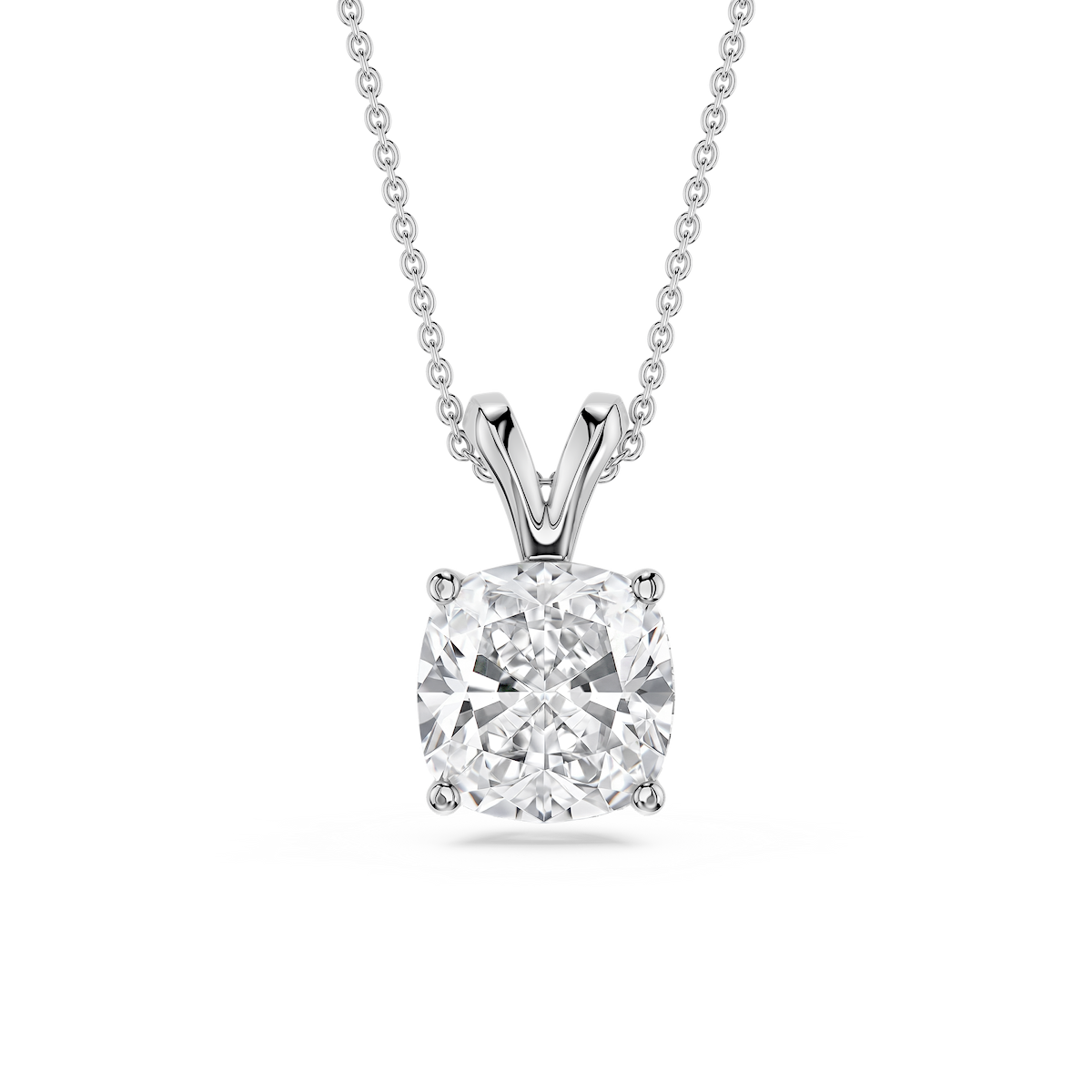 Cushion Lab Grown Diamond Double Bail Pendant - 16 to 18 Inches