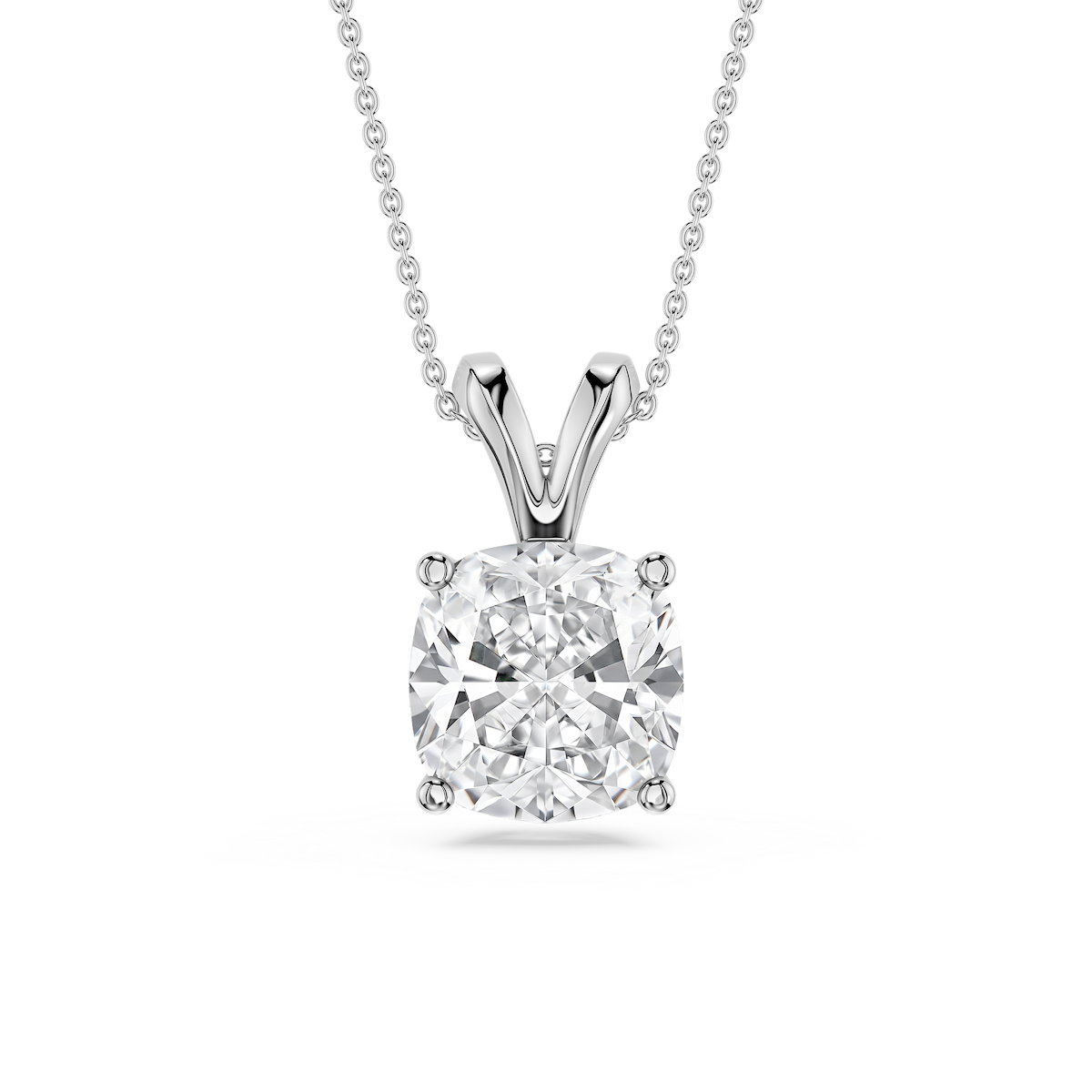Cushion Lab Grown Diamond Double Bail Pendant - 16 to 18 Inches
