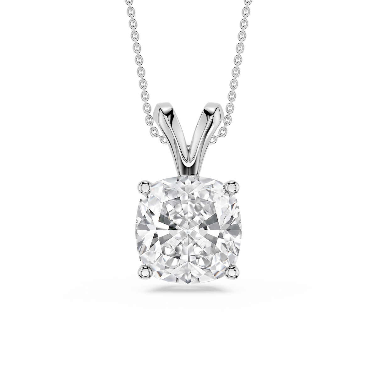 Cushion Lab Grown Diamond Double Bail Pendant - 16 to 18 Inches