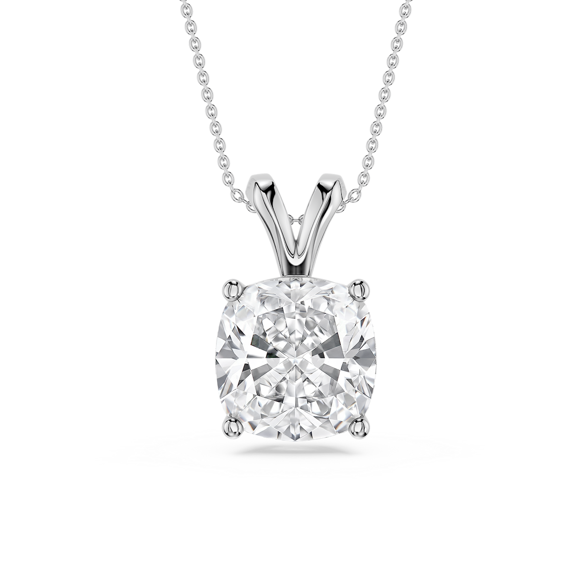Cushion Lab Grown Diamond Double Bail Pendant - 16 to 18 Inches