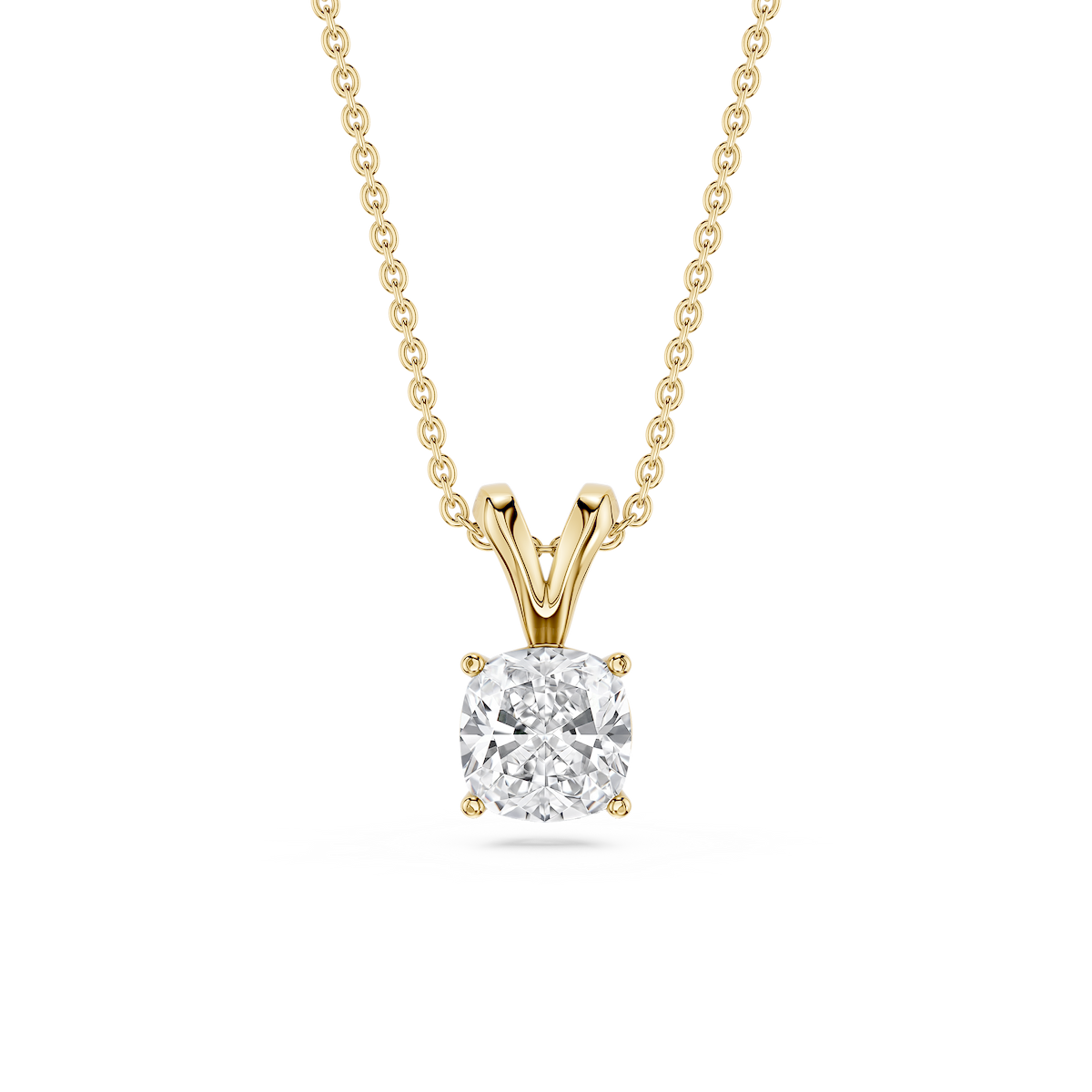Cushion Lab Grown Diamond Double Bail Pendant - 16 to 18 Inches