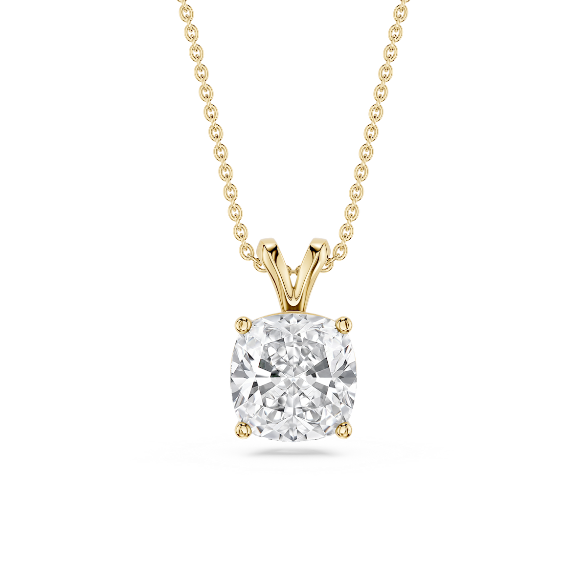 Cushion Lab Grown Diamond Double Bail Pendant - 16 to 18 Inches