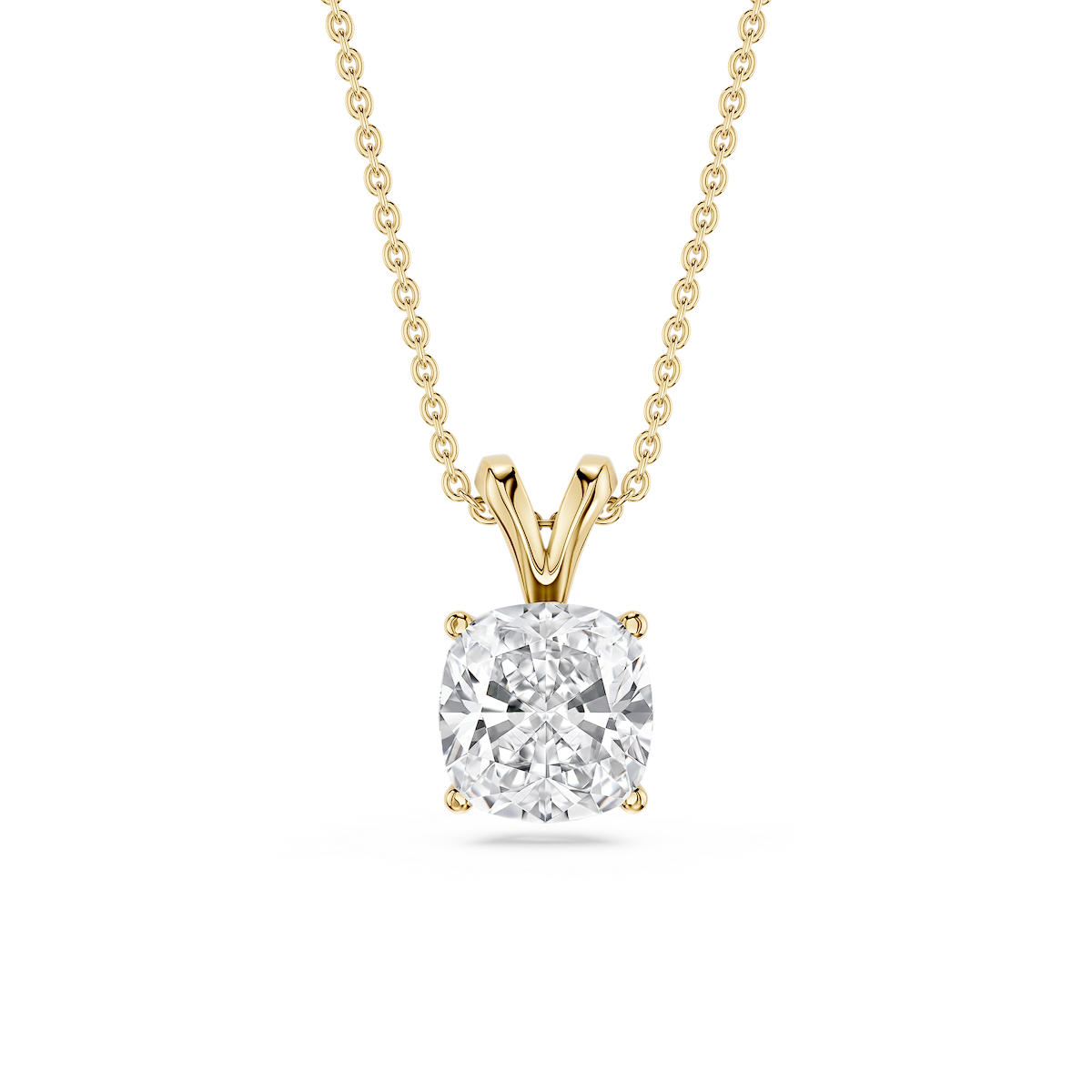 Cushion Lab Grown Diamond Double Bail Pendant - 16 to 18 Inches