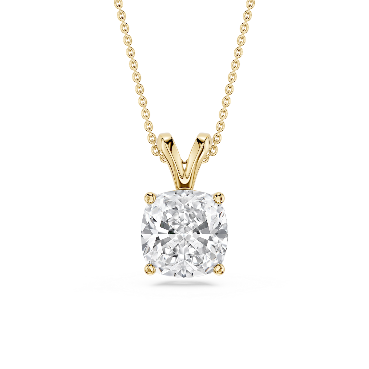 Cushion Lab Grown Diamond Double Bail Pendant - 16 to 18 Inches
