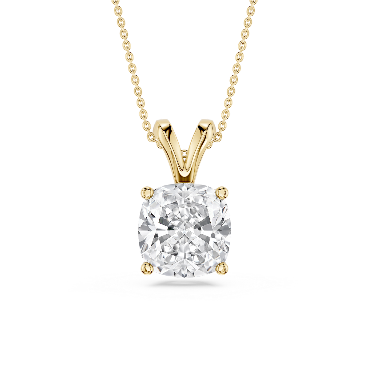 Cushion Lab Grown Diamond Double Bail Pendant - 16 to 18 Inches