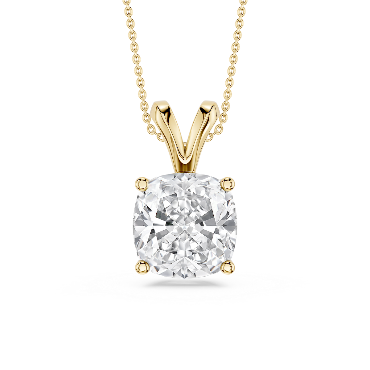 Cushion Lab Grown Diamond Double Bail Pendant - 16 to 18 Inches