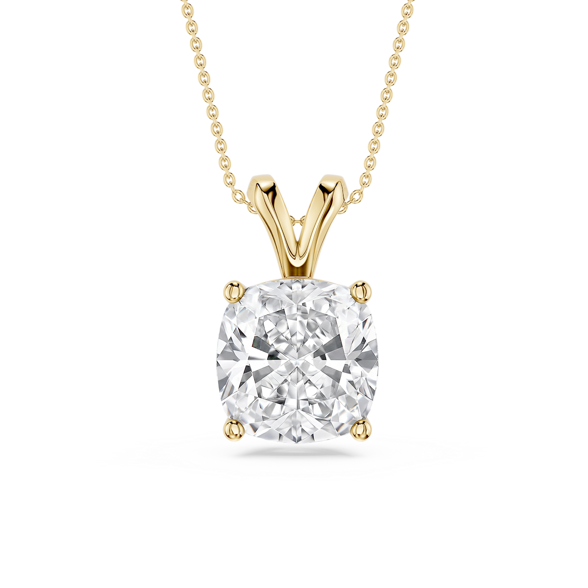 Cushion Lab Grown Diamond Double Bail Pendant - 16 to 18 Inches