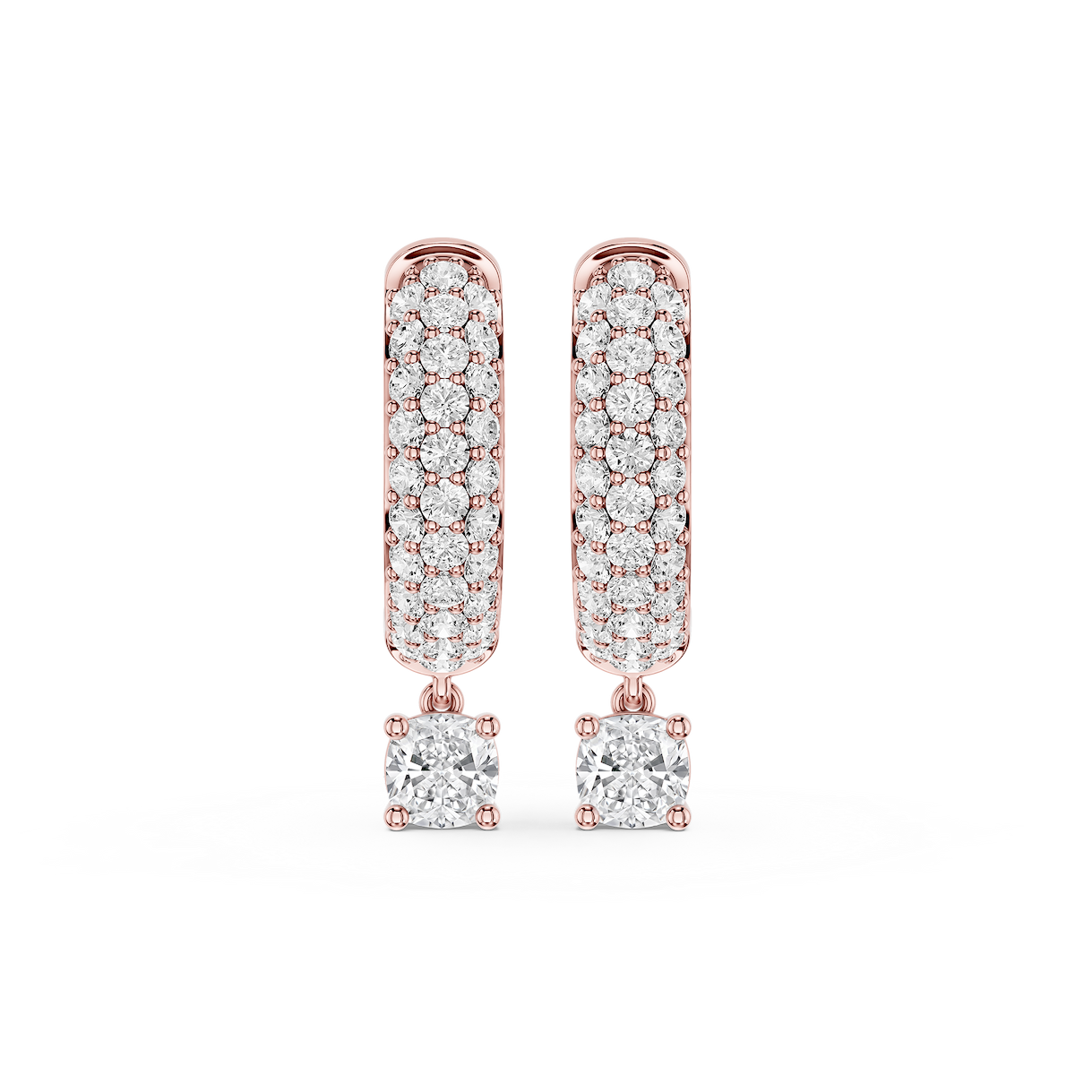 Cushion Lab Grown Diamond Pave Hoop Drop Earrings