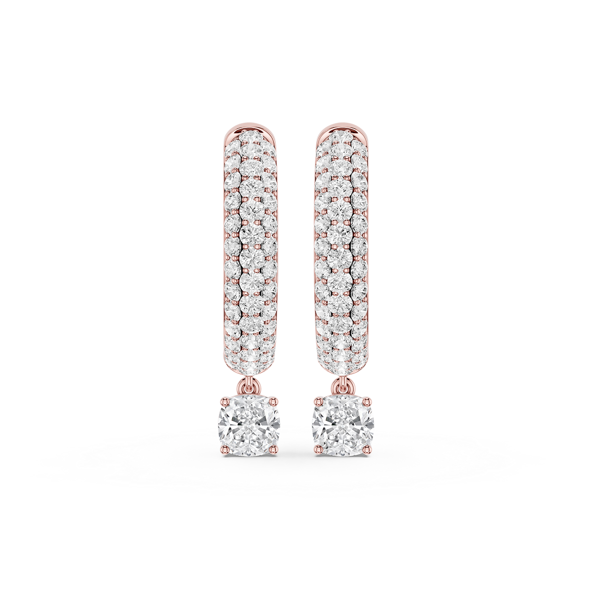 Cushion Lab Grown Diamond Pave Hoop Drop Earrings
