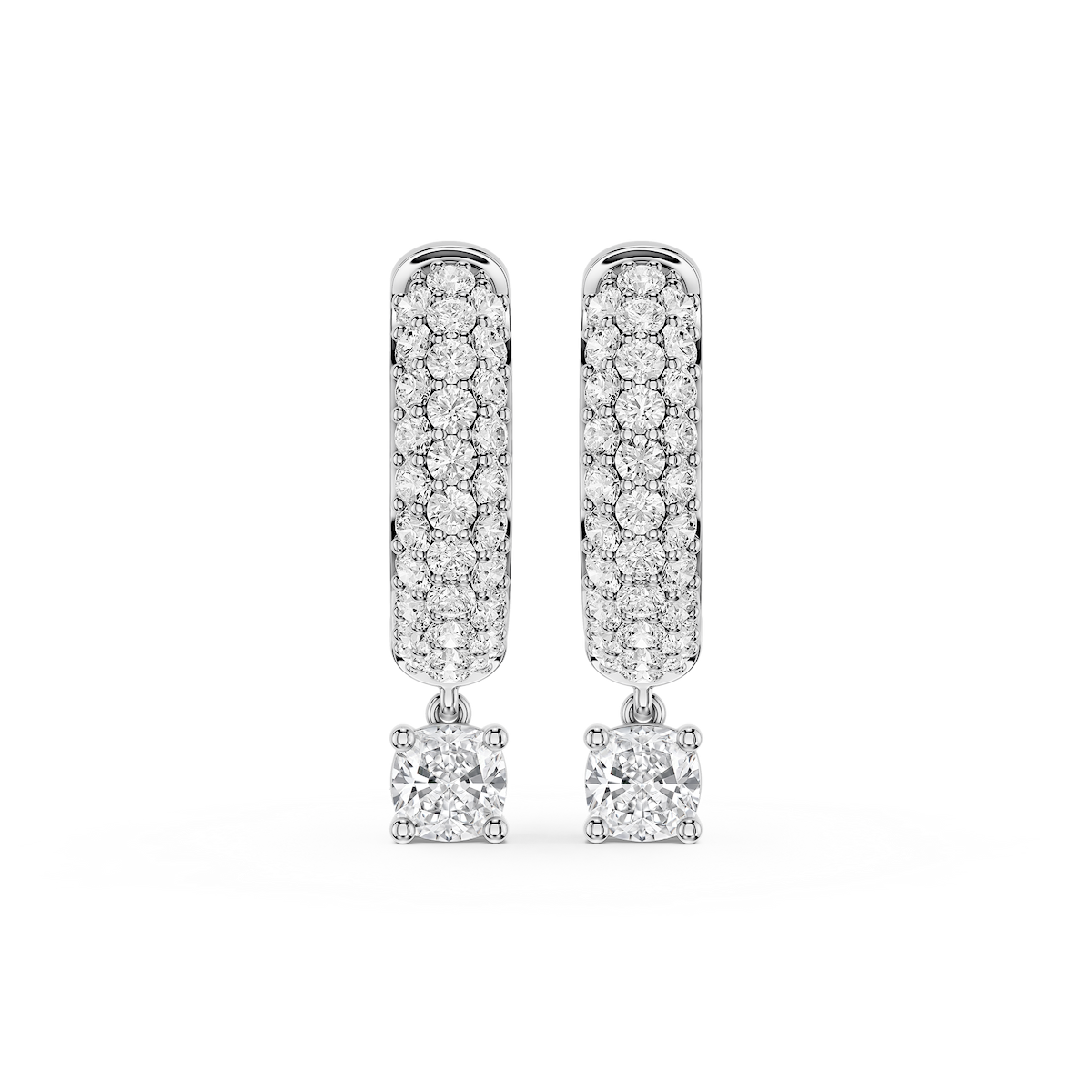 Cushion Lab Grown Diamond Pave Hoop Drop Earrings