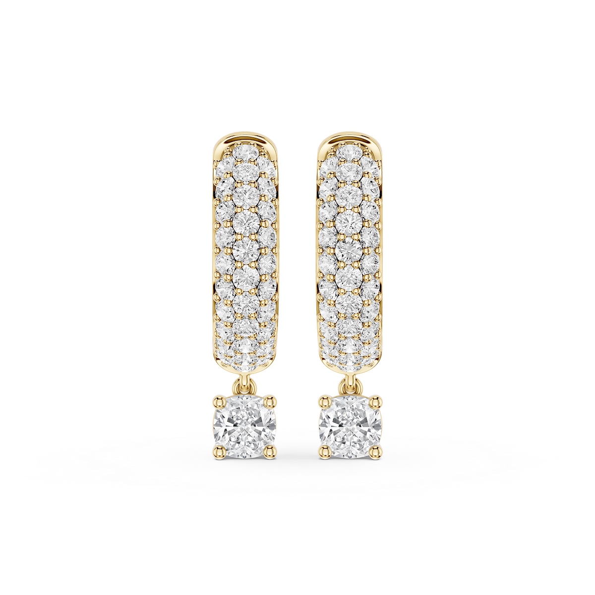 Cushion Lab Grown Diamond Pave Hoop Drop Earrings