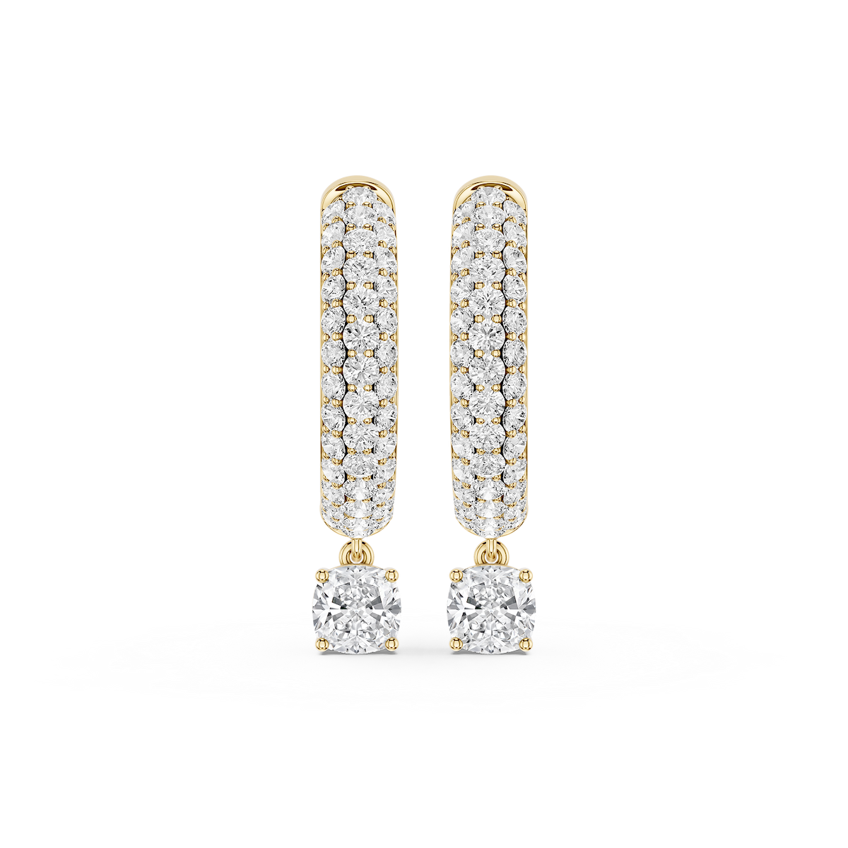 Cushion Lab Grown Diamond Pave Hoop Drop Earrings