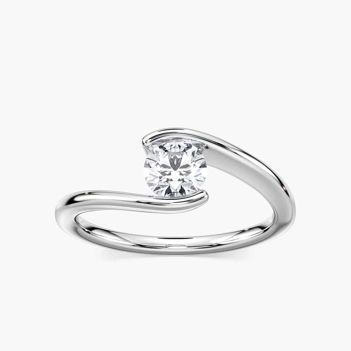 Daci Round Lab Grown Diamond Tension Style Solitaire Engagement Ring ...