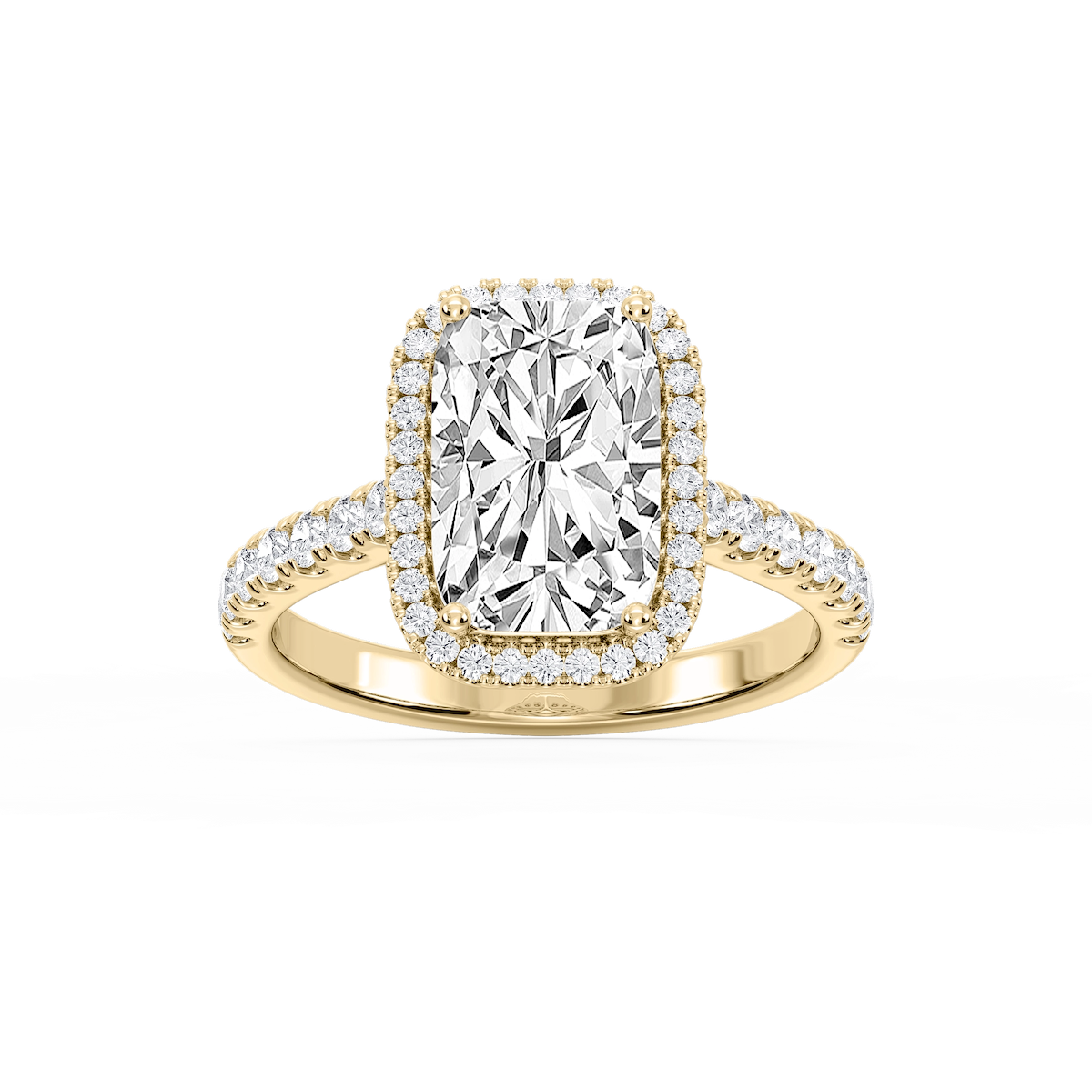 Daniela Antique Elongated Cushion Lab Grown Diamond Halo Engagement Ring