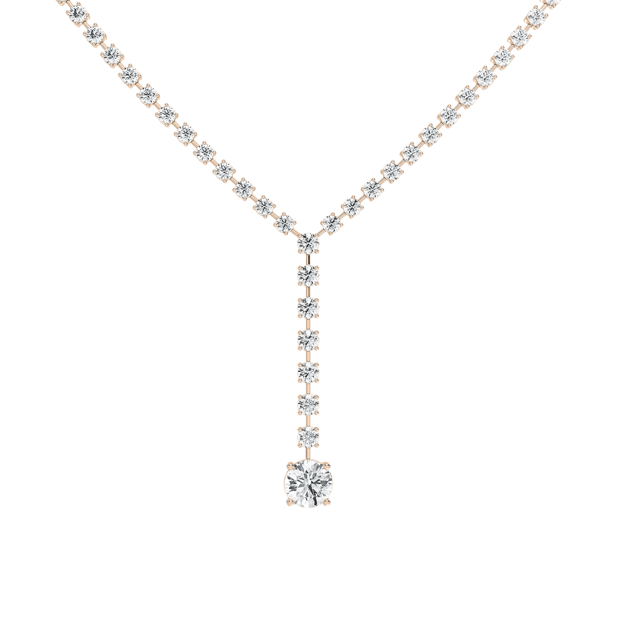 18 ⁷/₈ ctw Round Lab Grown Diamond Solitaire Drop Tennis Necklace 18 ⁷/₈ ctw Round Lab Grown Diamond Solitaire Drop Tennis Necklace