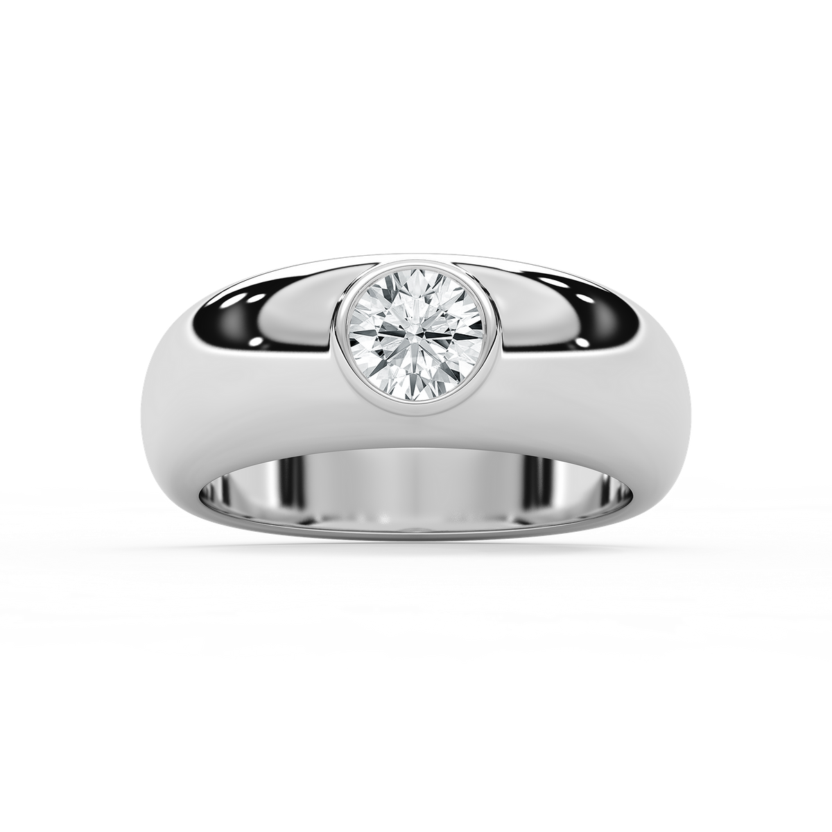 Domed Round Bezel Solitaire Band