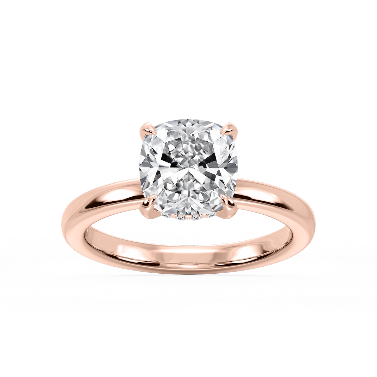 Donna Cushion Lab Grown Diamond Claw Prong Hidden Halo Engagement Ring