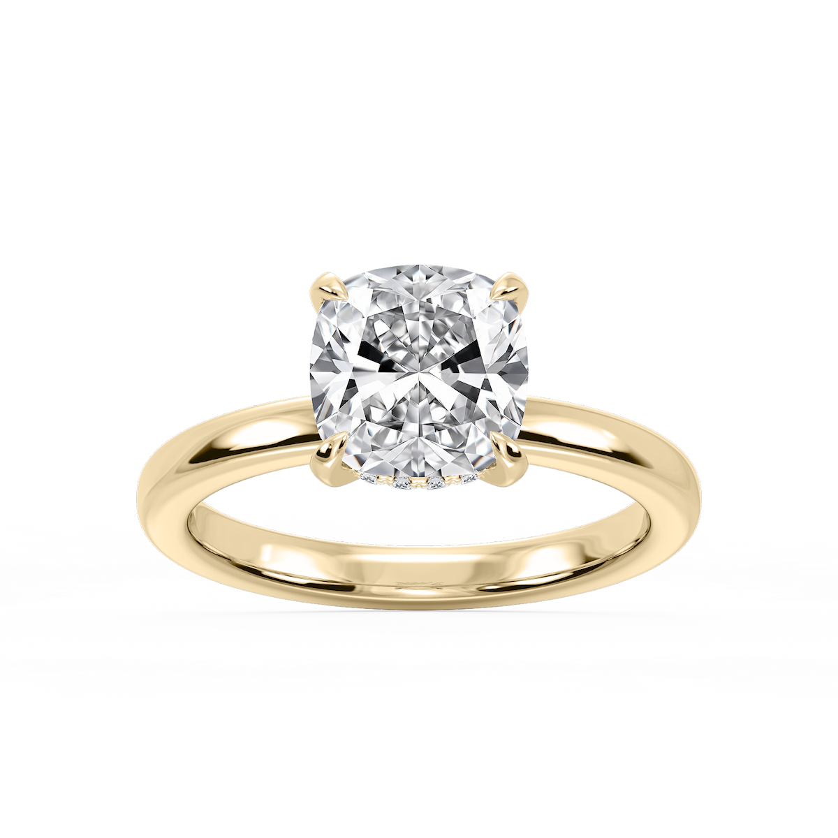 Donna Cushion Lab Grown Diamond Claw Prong Hidden Halo Engagement Ring