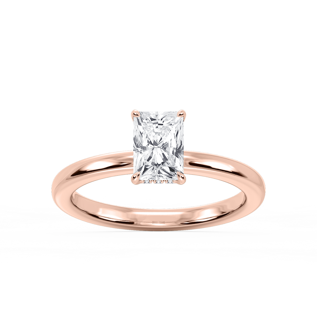 Donna Radiant Lab Grown Diamond Claw Prong Hidden Halo Engagement Ring