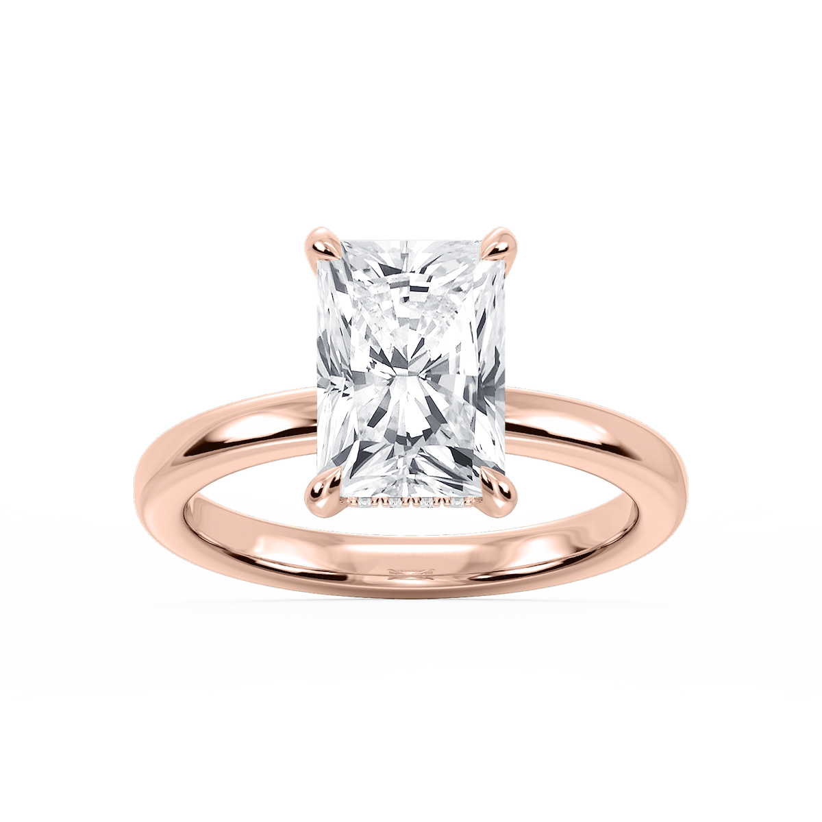 Donna Radiant Lab Grown Diamond Claw Prong Hidden Halo Engagement Ring