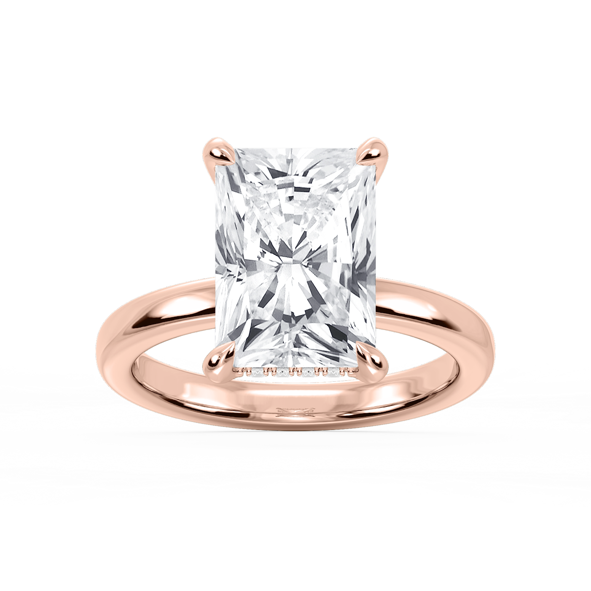 Donna Radiant Lab Grown Diamond Claw Prong Hidden Halo Engagement Ring