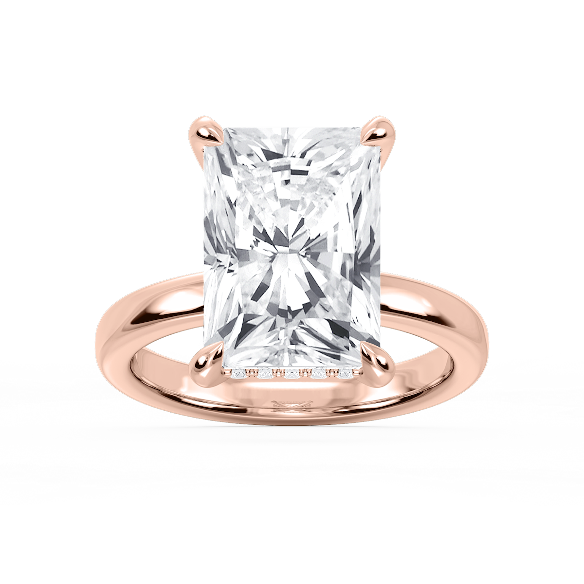 Donna Radiant Lab Grown Diamond Claw Prong Hidden Halo Engagement Ring