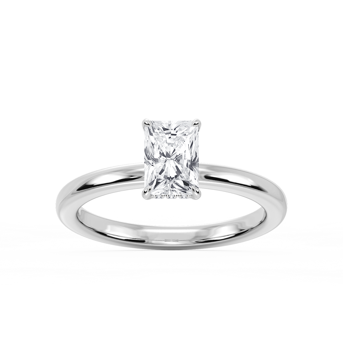 Donna Radiant Lab Grown Diamond Claw Prong Hidden Halo Engagement Ring