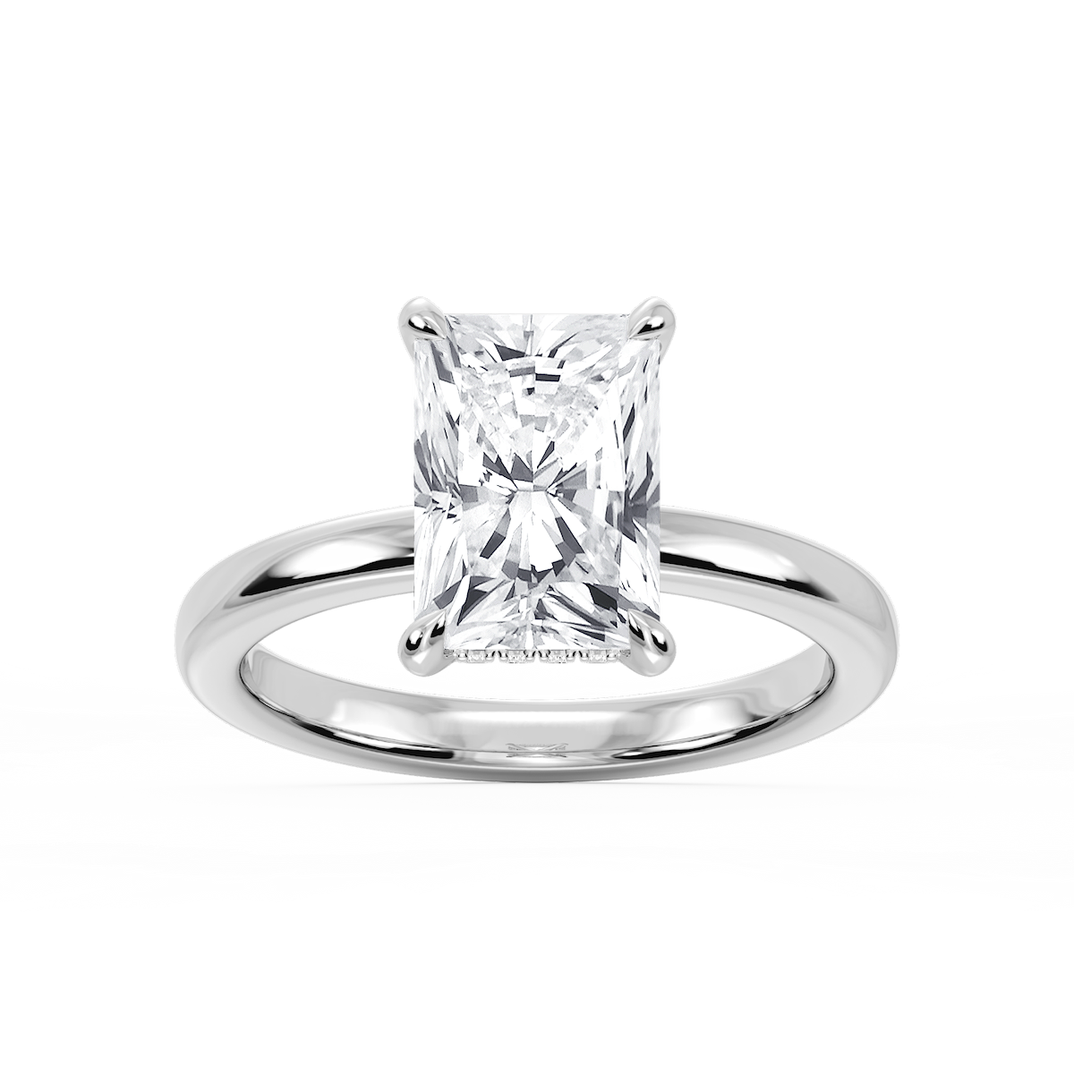 Donna Radiant Lab Grown Diamond Claw Prong Hidden Halo Engagement Ring