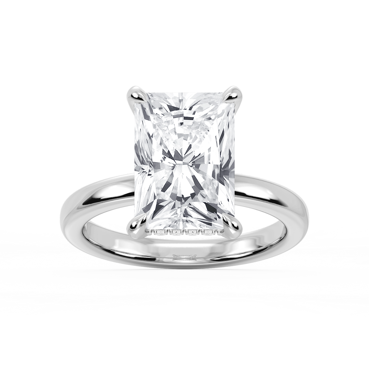 Donna Radiant Lab Grown Diamond Claw Prong Hidden Halo Engagement Ring