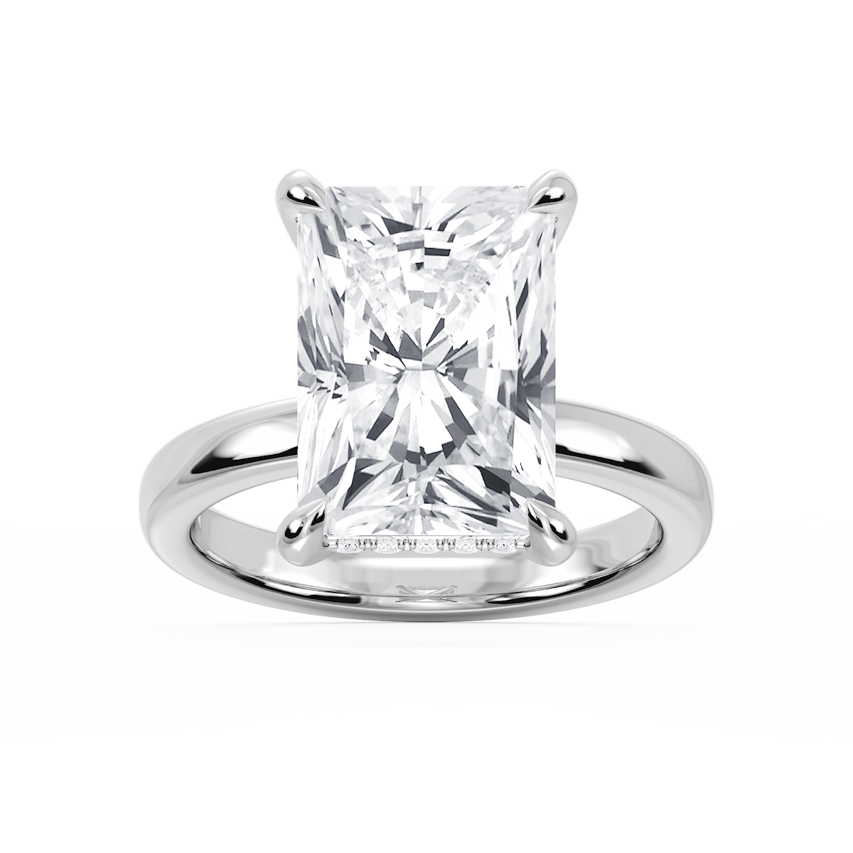 Donna Radiant Lab Grown Diamond Claw Prong Hidden Halo Engagement Ring