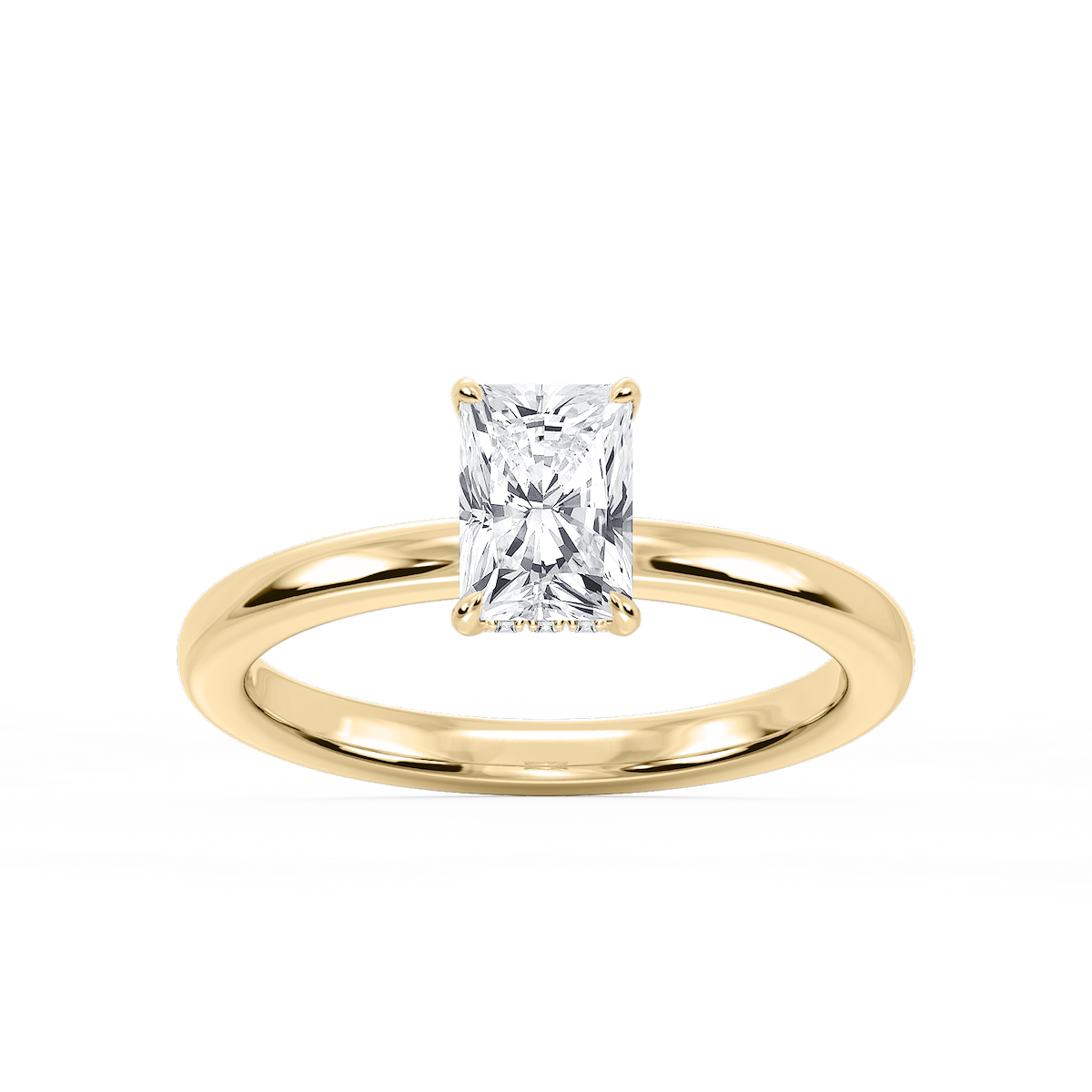 Donna Radiant Lab Grown Diamond Claw Prong Hidden Halo Engagement Ring