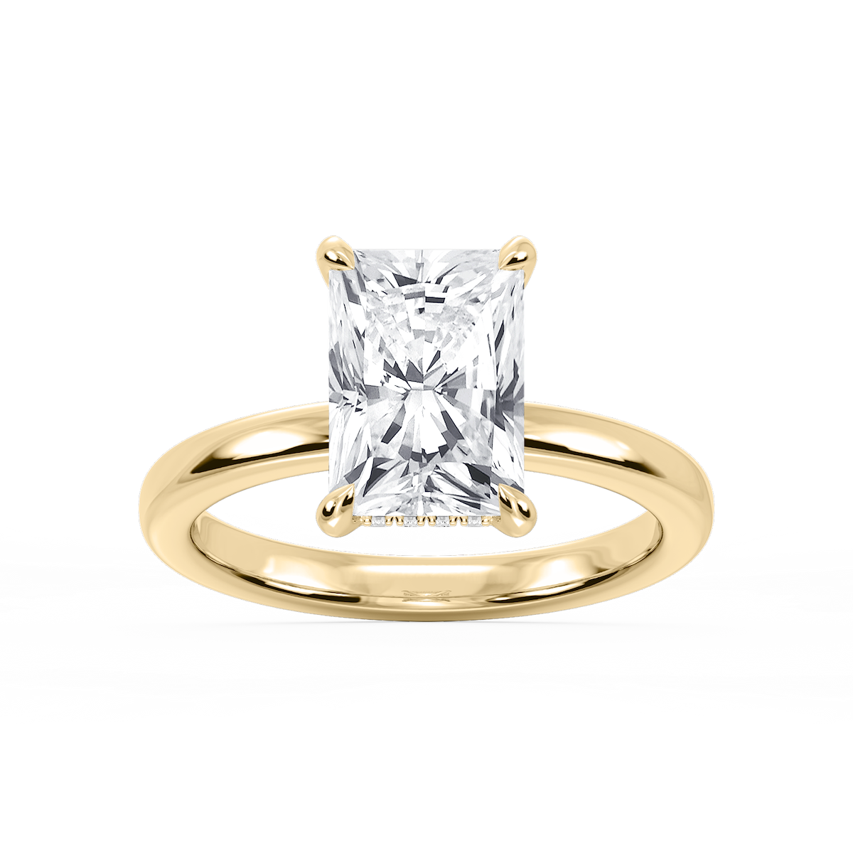Donna Radiant Lab Grown Diamond Claw Prong Hidden Halo Engagement Ring