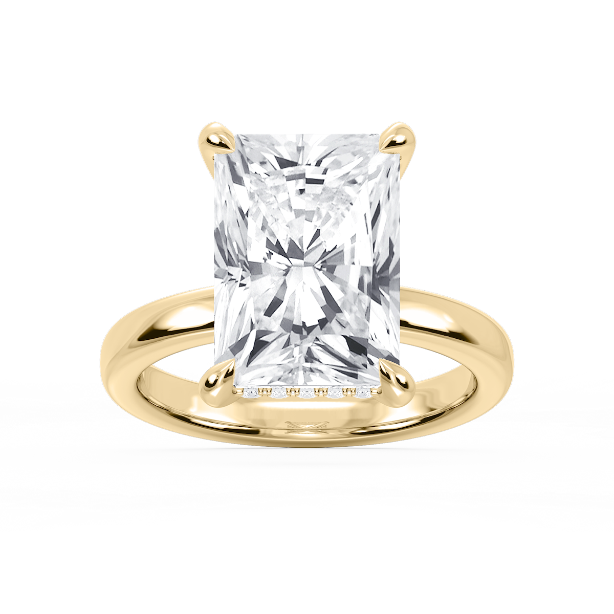 Donna Radiant Lab Grown Diamond Claw Prong Hidden Halo Engagement Ring