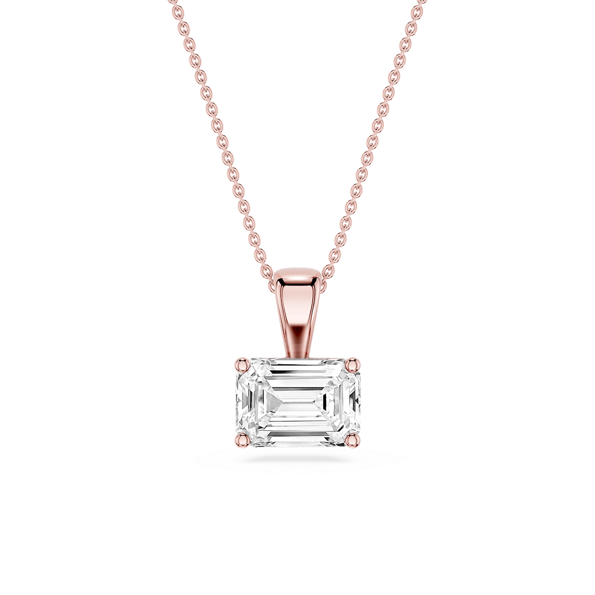 Emerald Lab Grown Diamond 4 Prong East West Bail Pendant - 16 to 18 Inches