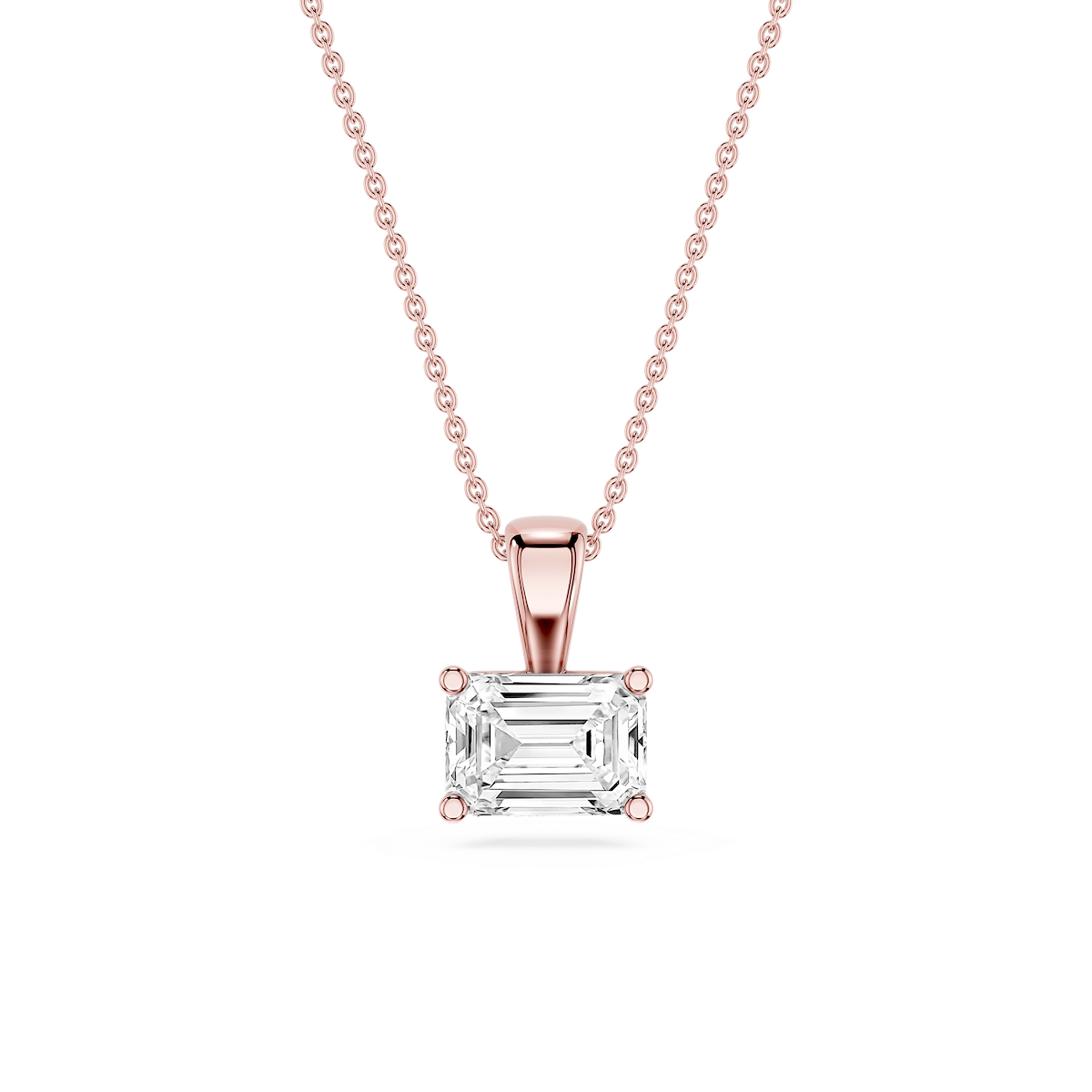 Emerald Lab Grown Diamond 4 Prong East West Bail Pendant - 16 to 18 Inches